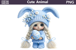 Baby Girl Easter Clipart | Bunny Ears Eggs Sublimation Product Image 1