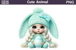 Baby Girl Easter Clipart | Bunny Ears Eggs Sublimation Product Image 1