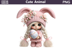 Baby Girl Easter Clipart | Bunny Ears Eggs Sublimation Product Image 1
