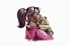 The girl is holding a pug in her arms.My dog is my Valentine Product Image 2