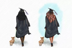 Graduation girls of different skin color walks with a corgi Product Image 2