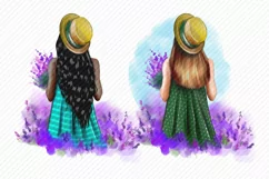 Girl Clipar Lavender Bouquet African American European Girl Product Image 2