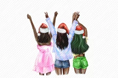 Best Friends in Santa Hat Girl Clipart Chrismas Girl Product Image 2