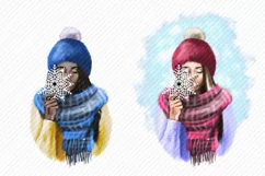 Girl Clipart Girl Wiht Snowflake Merry Chrismas Winter PNG Product Image 2