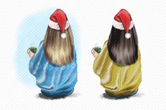 Mery Christmas Santa Hat Girl Clipart Chrismas Girl Clipart Product Image 2