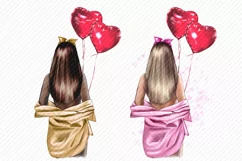Valentines Day Girl Clipart People Clipart Heart Air Balloon Product Image 2