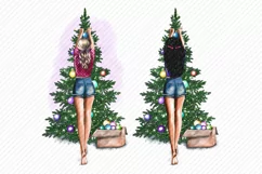 Girl Decorating the Christmas Tree Girl Clipart Rear View Product Image 2