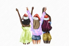 Best Friends in Santa Hat Girl Clipart Chrismas Girl Product Image 5