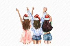 Best Friends in Santa Hat Girl Clipart Chrismas Girl Product Image 4