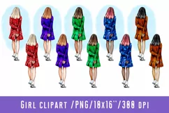 Girl Clipart Rear View African American European Asian Girl Product Image 1