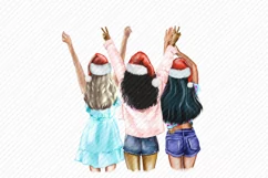 Best Friends in Santa Hat Girl Clipart Chrismas Girl Product Image 3