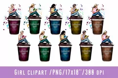 Girl Clipart Paper Cup Of Coffee African American Girl Product Image 1