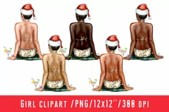 Santa Hat Girl Clipart Chrismas Girl Leopard Print Beach Product Image 1