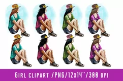 Girl Clipart Sunflower African American European Asian Woman Product Image 1