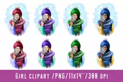 Girl Clipart Girl Wiht Snowflake Merry Chrismas Winter PNG Product Image 1