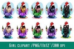 Girl Clipart Mulled Wine Huge Christmas Santa Hat Product Image 1