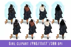 Graduation girls of different skin color walks with a corgi Product Image 1