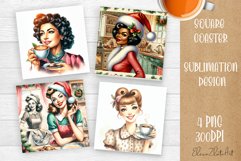 Pin Up Girl Coaster - Housewife with tea Quote Coaster Product Image 1