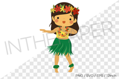 Girl dancing hula dance PNG summer clipart vector illust SVG Product Image 1
