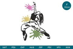 Girl Dancing, Machine Embroidery Product Image 1