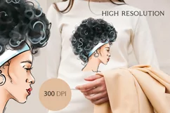 Afro Girl fashion face png sublimation T-shirt design pillow Product Image 2