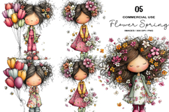 Girl &amp; Flower Spring Clipart Sublimation Product Image 1