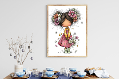 Girl &amp; Flower Spring Clipart Sublimation Product Image 2