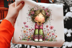 Girl &amp; Flower Spring Clipart Product Image 2