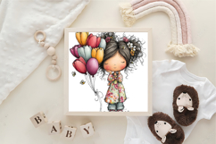 Girl &amp; Flower Spring Clipart Sublimation Product Image 3