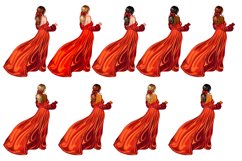 Fashion girls clipart, Women Holding Pink Flower Bouquet Product Image 6