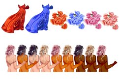 Fashion girls clipart, Women Holding Pink Flower Bouquet Product Image 4