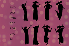 Girl in long dress and wide brimmed hat silhouette Product Image 1