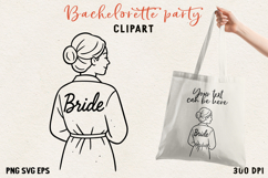 Bachelorette Party Line Art Clipart Bride SVG PNG EPS Product Image 1