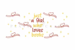 Girl Loves Books Book lover libbey beer can glass full wrap svg presized template for 16oz and 20oz glass for Cricut Silhouette and sublimation