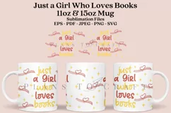 Girl Loves Books book lovers coffee mug sublimation wrap glass mug wrap svg presized for 11oz and 15oz glass mug are sublimation files