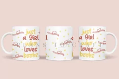 Girl Loves Books book lovers coffee mug sublimation wrap glass mug wrap svg presized for 11oz and 15oz glass mug are sublimation files