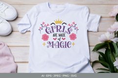 Girls are Made of Magic, Floral Ornament & Crown Sublimation Product Image 1