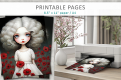 girl illustration printable pages Product Image 3