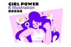 6 Girl Power Vector Illustration Product Image 1