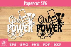 Girl Power Papercut SVG, Floral Makeup 1 Product Image 1