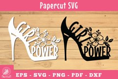 Girl Power Papercut SVG, Flower Heels SVG 1 Product Image 1