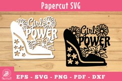 Girl Power Papercut SVG, Flower Heels SVG 2 Product Image 1