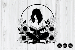 Girl Reading Book SVG, Book Lover SVG, Girl Reading SVG Product Image 1