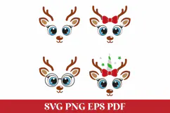 Christmas Girl Reindeer Faces SVG Cut Files for Cricut Product Image 1