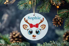 Christmas Girl Reindeer Faces SVG Cut Files for Cricut Product Image 3
