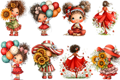Girl Summer Spring Clipart png Watercolor png Product Image 2