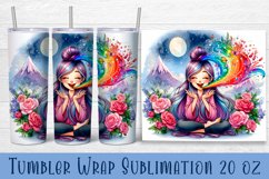 Magic fantasy sublimation for SKINNY TUMBLER, flowers Girl Product Image 1