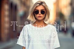 T-Shirt Mockup, Female Wearing T Shirt Mockup, Girl in Tee Product Image 1