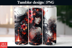 Volcanic Goddess Tumbler Wrap Fiery floral woman png Product Image 1