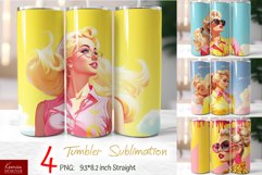 Beautiful Blonde Girl Wearing Pink|Summer Style Tumbler Wrap Product Image 1